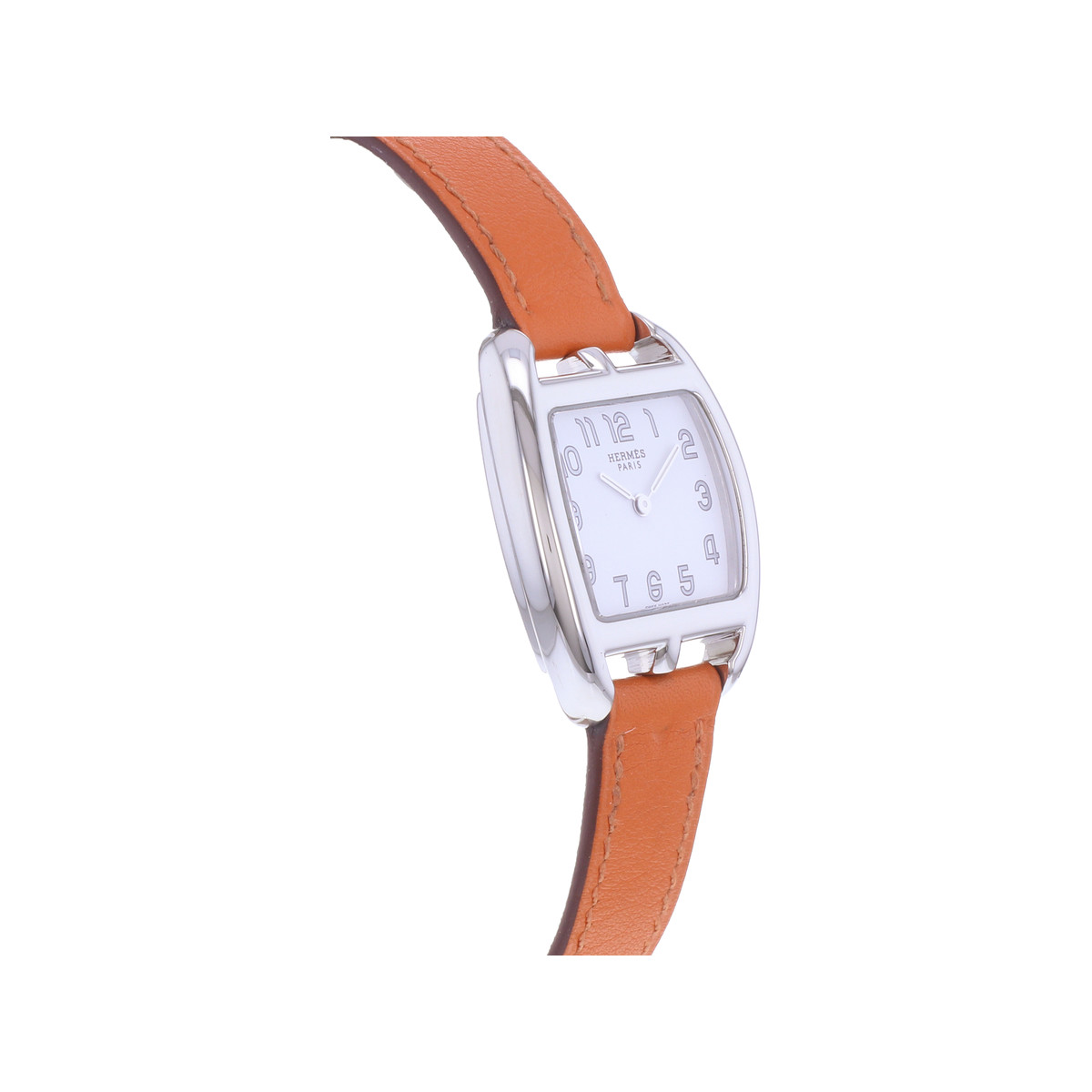 Montre d'occasion HERMES Cape Cod Tonneau femme quartz bracelet cuir d'origine - vue 2