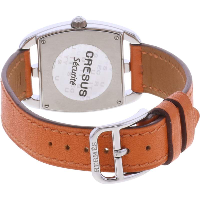 Montre d'occasion HERMES Cape Cod Tonneau femme quartz bracelet cuir d'origine - vue 3
