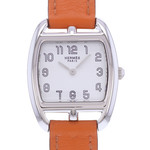 Montre d'occasion HERMES Cape Cod Tonneau femme quartz bracelet cuir d'origine - vue D1