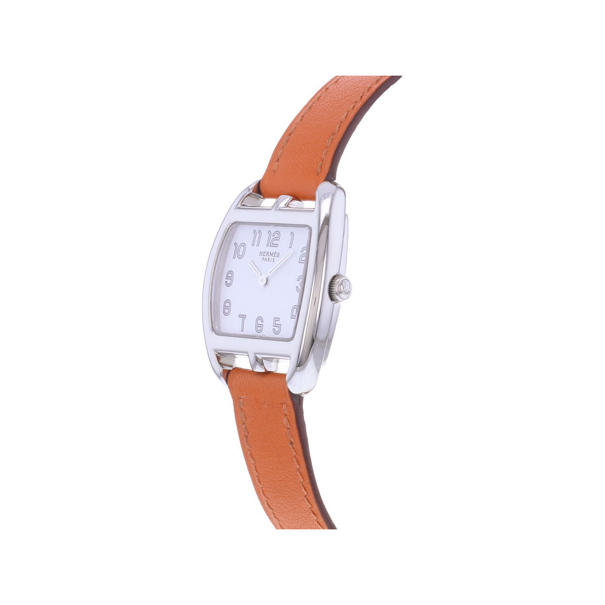 Montre d'occasion HERMES Cape Cod Tonneau femme quartz bracelet cuir d'origine - vue D2
