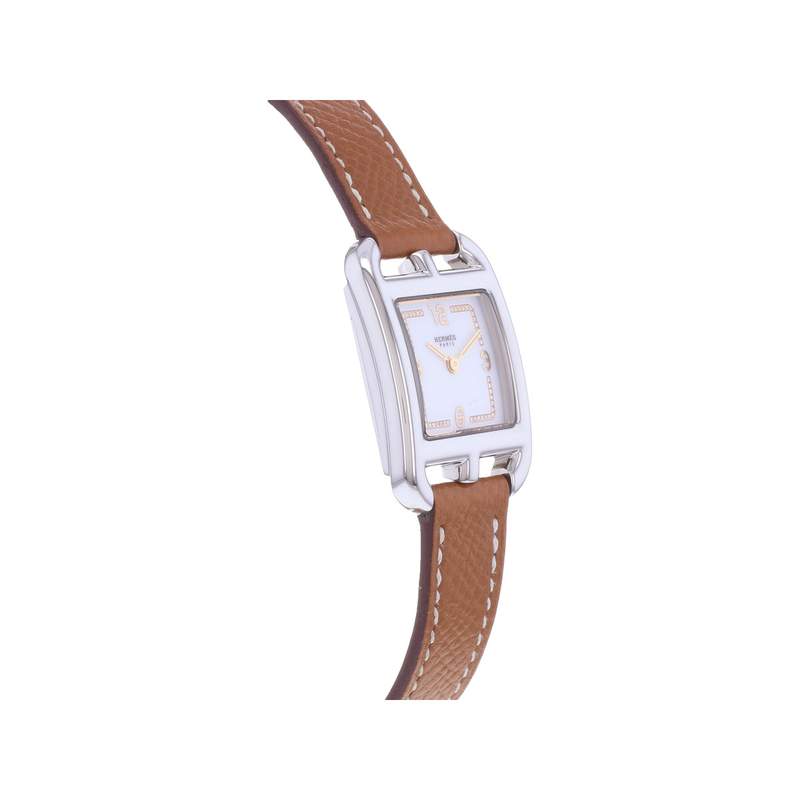 Montre d'occasion HERMES Cape Cod Diamants femme quartz bracelet cuir d'origine - vue 2