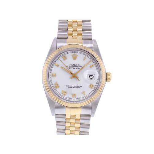 Montre d'occasion ROLEX DateJust 36 homme mouvement automatique certifié (cosc) bracelet or jaune 750/000 et acier