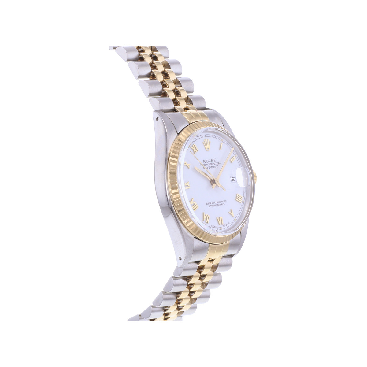 Montre d'occasion ROLEX DateJust 36 homme mouvement automatique certifié (cosc) bracelet or jaune 750/000 et acier - vue 2