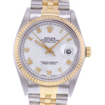 Montre d'occasion ROLEX DateJust 36 homme mouvement automatique certifié (cosc) bracelet or jaune 750/000 et acier - vue D1