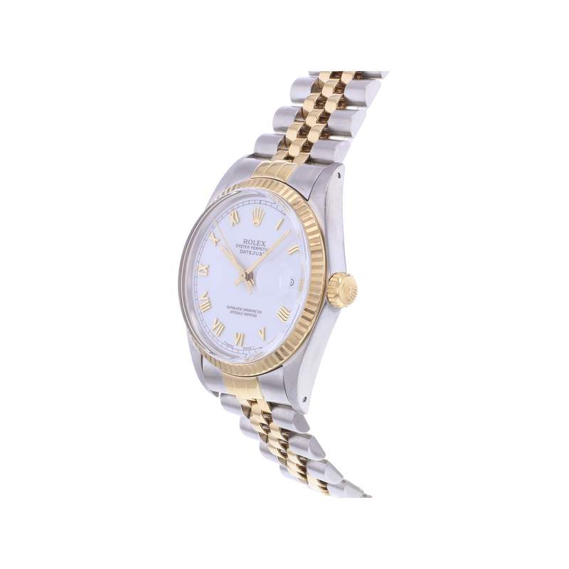 Montre d'occasion ROLEX DateJust 36 homme mouvement automatique certifié (cosc) bracelet or jaune 750/000 et acier - vue D2
