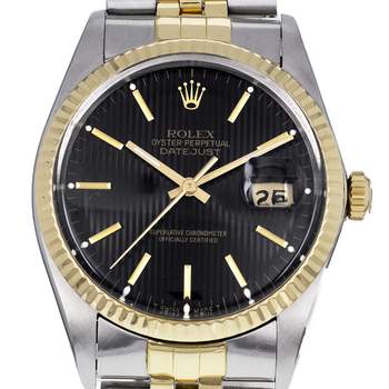 Montre d'occasion ROLEX DateJust 36 homme mouvement automatique certifié (cosc) bracelet or jaune 750/000 et acier