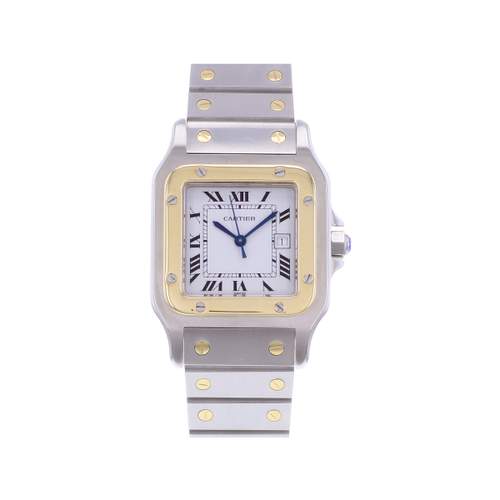 Montre d'occasion CARTIER Santos Automatique mixte automatique bracelet or jaune 750/000 et acier