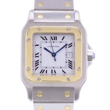 Montre d'occasion CARTIER Santos Automatique mixte automatique bracelet or jaune 750/000 et acier