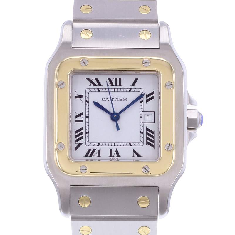 Montre d'occasion CARTIER Santos Automatique mixte automatique bracelet or jaune 750/000 et acier - vue D1