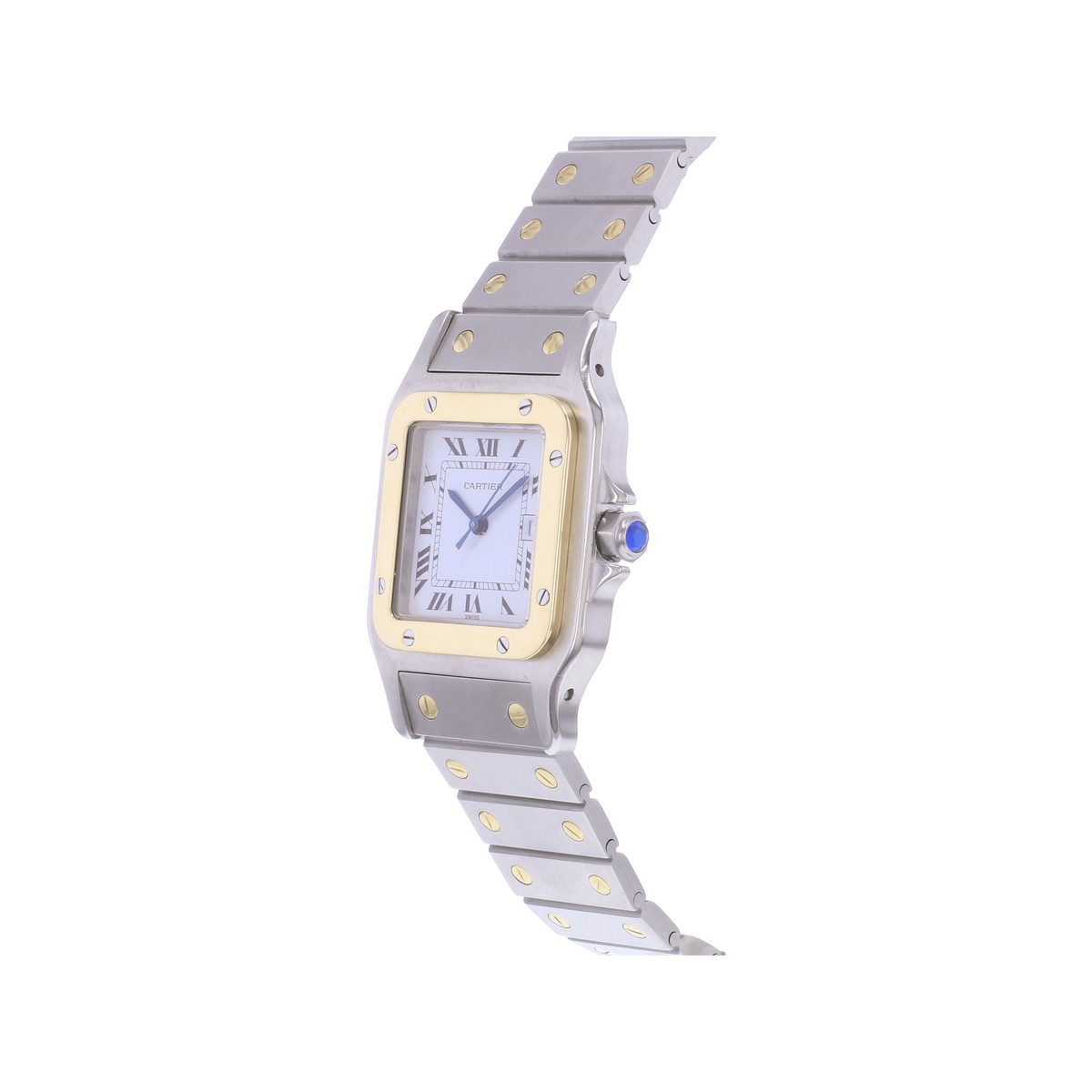 Montre d'occasion CARTIER Santos Automatique mixte automatique bracelet or jaune 750/000 et acier - vue D2