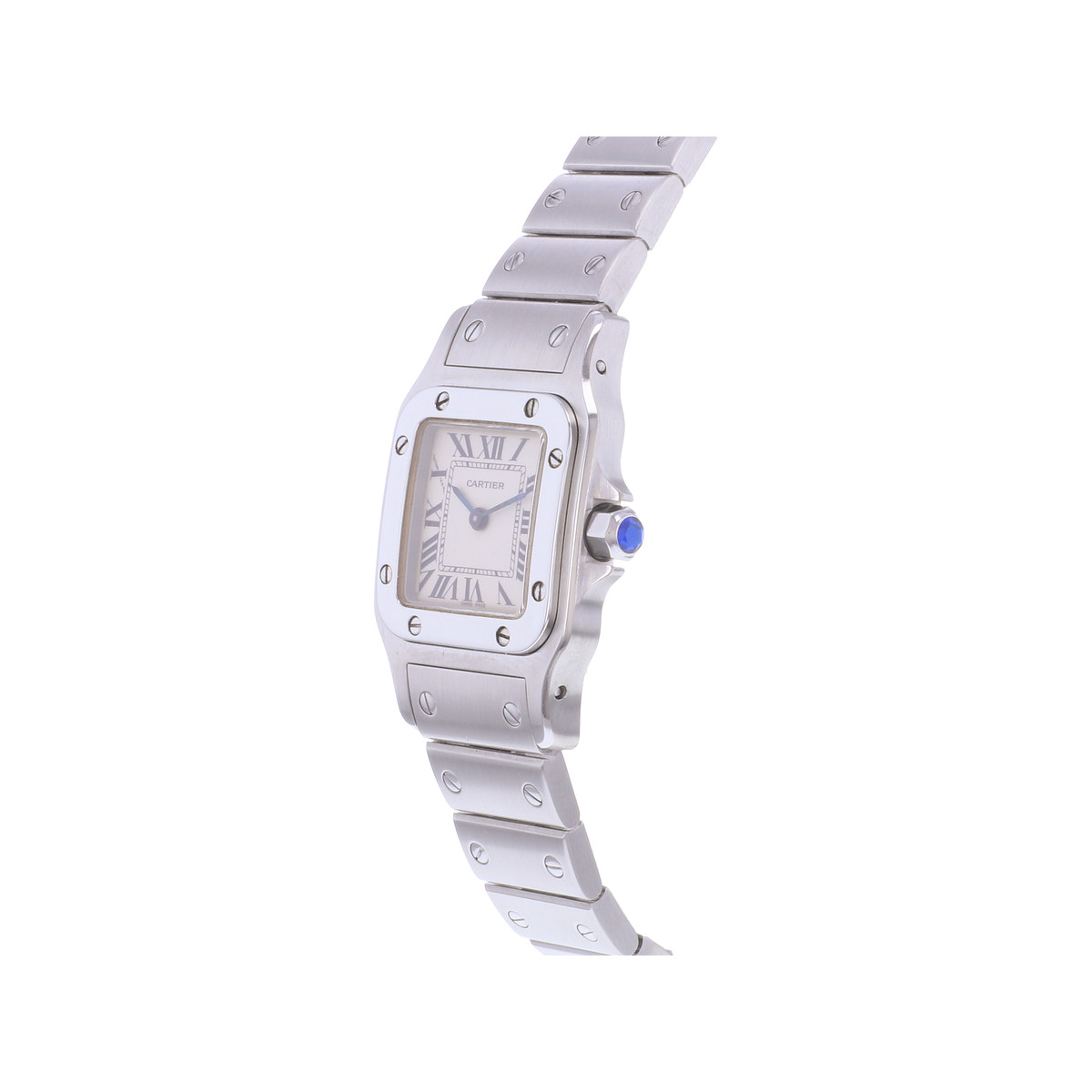 Montre d'occasion CARTIER Santos Galbée PM femme quartz bracelet acier - vue D2
