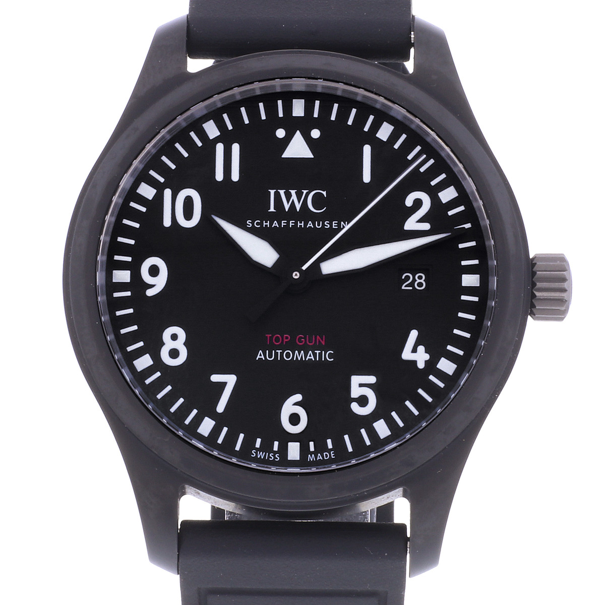 Montre d'occasion IWC Pilot Top Gun homme automatique bracelet caoutchouc - vue D1