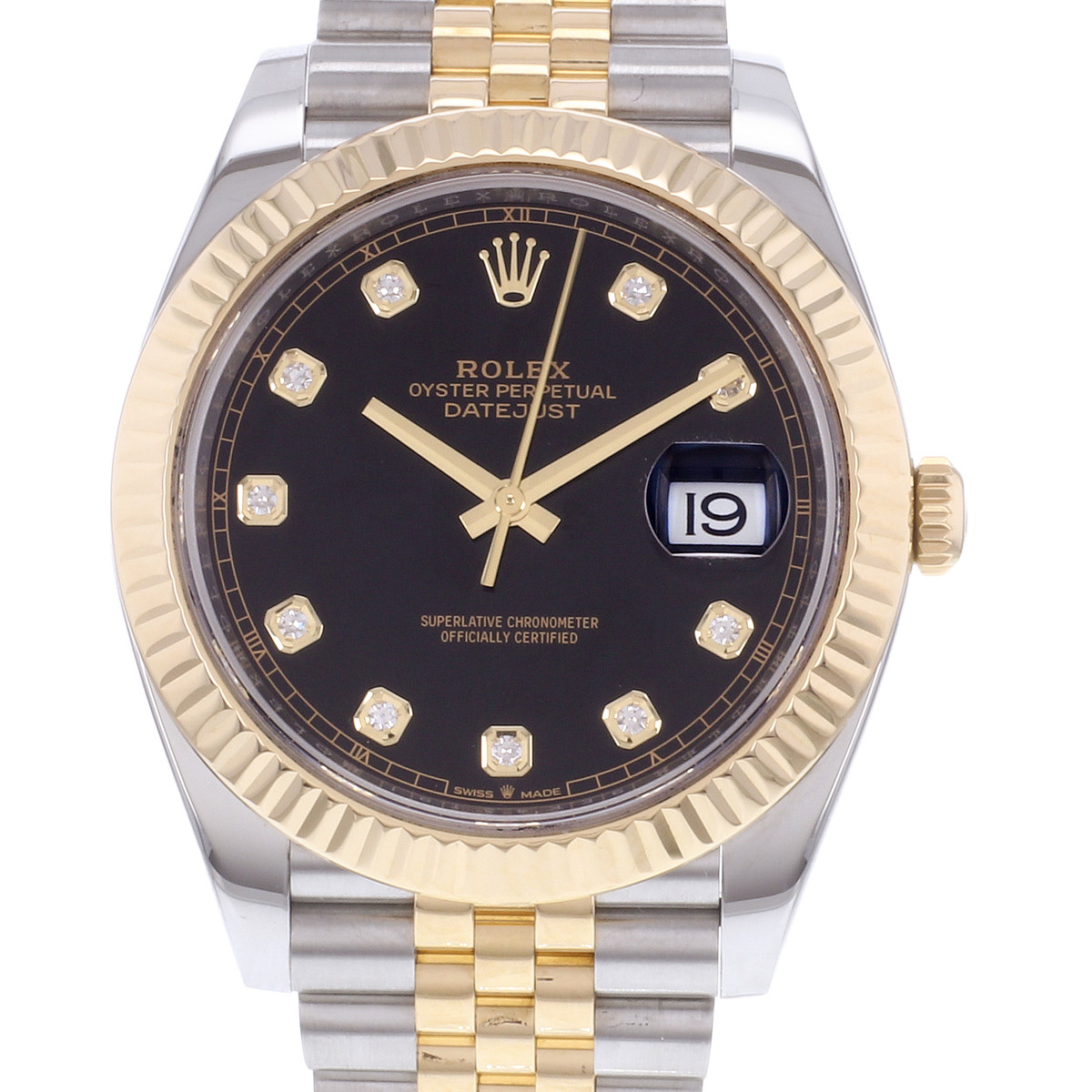 Montre d'occasion ROLEX DateJust 41 homme mouvement automatique certifié (cosc) bracelet or jaune 750/000 et acier - vue D1