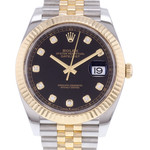 Montre d'occasion ROLEX DateJust 41 homme mouvement automatique certifié (cosc) bracelet or jaune 750/000 et acier - vue D1