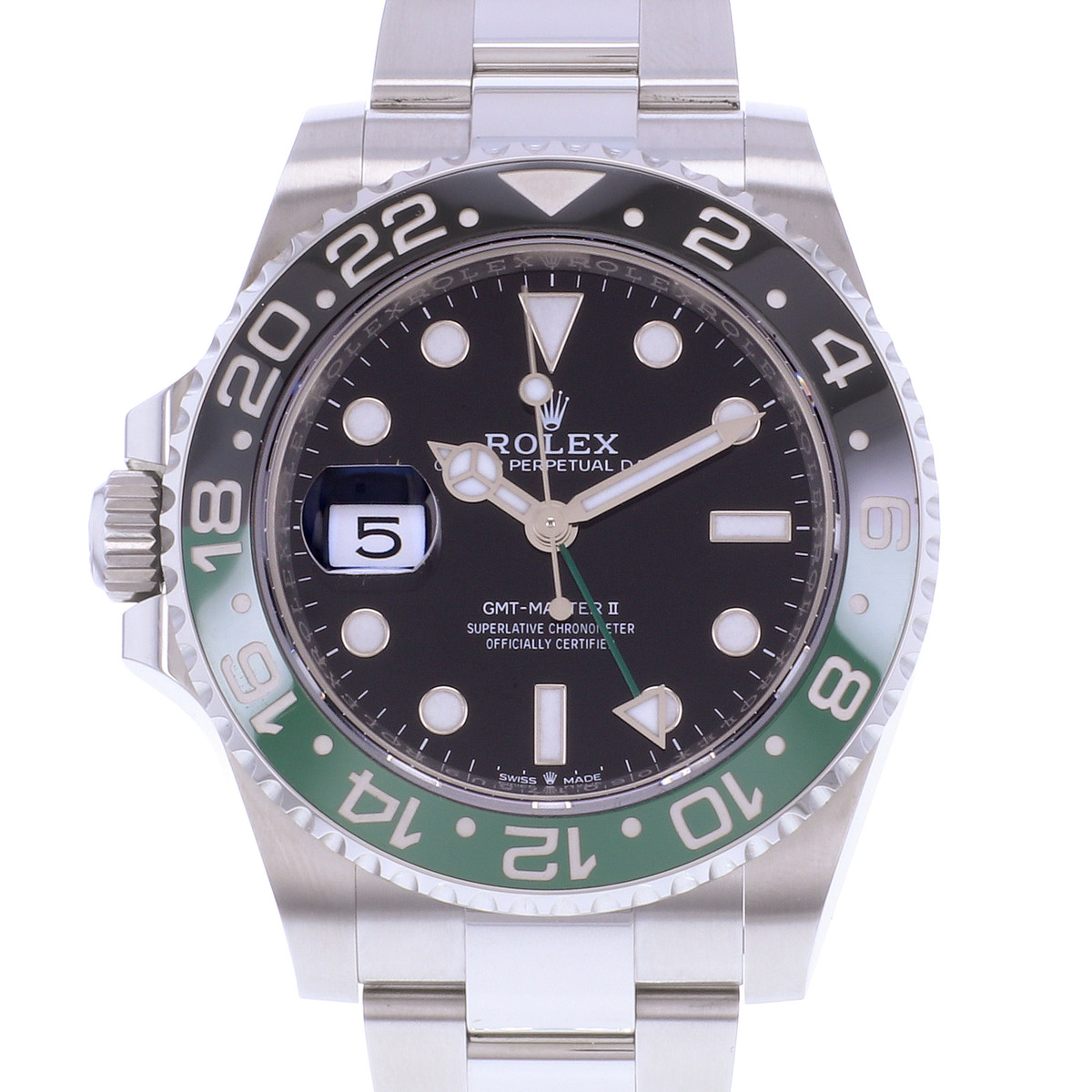 Montre d'occasion ROLEX GMT-Master II homme mouvement automatique certifié (cosc) bracelet acier - vue D1