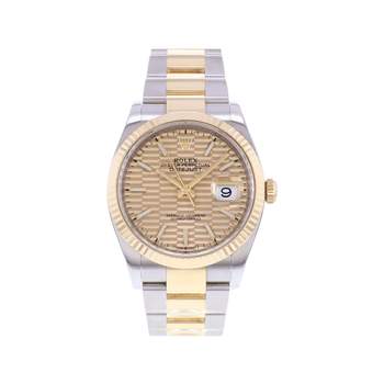Montre d'occasion ROLEX DateJust 36 homme mouvement automatique certifié (cosc) bracelet or jaune 750/000 et acier