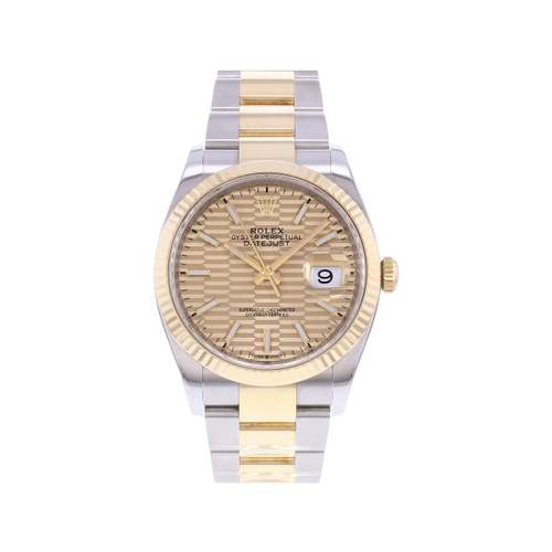 Montre d'occasion ROLEX DateJust 36 homme mouvement automatique certifié (cosc) bracelet or jaune 750/000 et acier