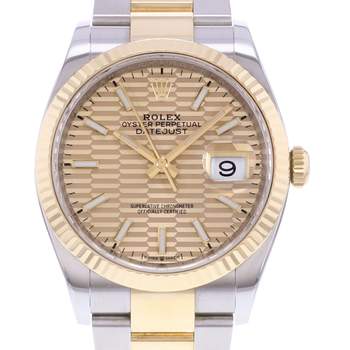 Montre d'occasion ROLEX DateJust 36 homme mouvement automatique certifié (cosc) bracelet or jaune 750/000 et acier