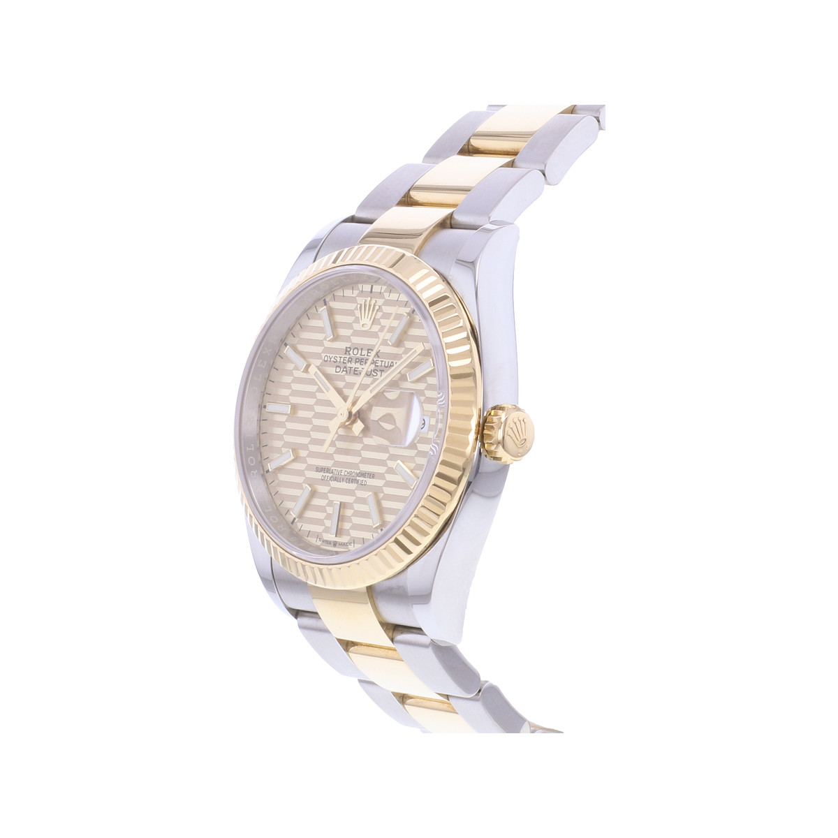 Montre d'occasion ROLEX DateJust 36 homme mouvement automatique certifié (cosc) bracelet or jaune 750/000 et acier - vue D2