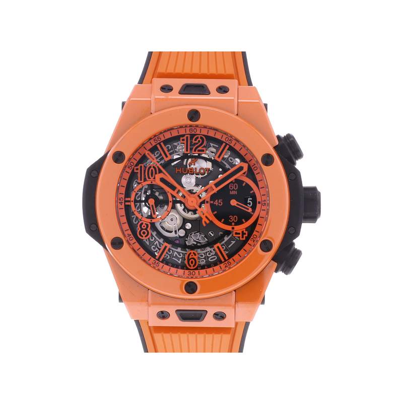 Montre d'occasion HUBLOT Big Bang Unico Orange Ceramic homme automatique bracelet caoutchouc - vue 1