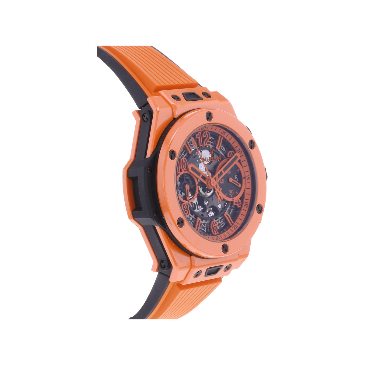 Montre d'occasion HUBLOT Big Bang Unico Orange Ceramic homme automatique bracelet caoutchouc - vue 2