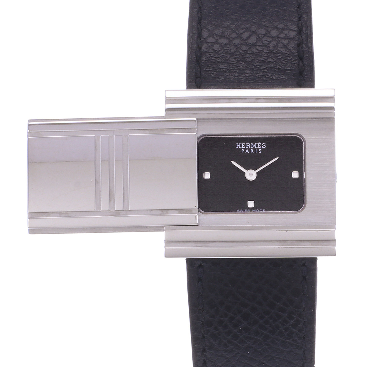 Montre d'occasion HERMES Glissade femme quartz bracelet cuir d'origine - vue D1