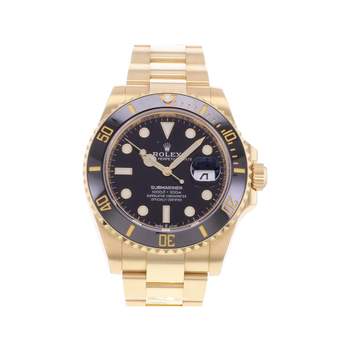 Montre d'occasion ROLEX Submariner Date homme mouvement automatique certifié (cosc) bracelet or jaune 750/000