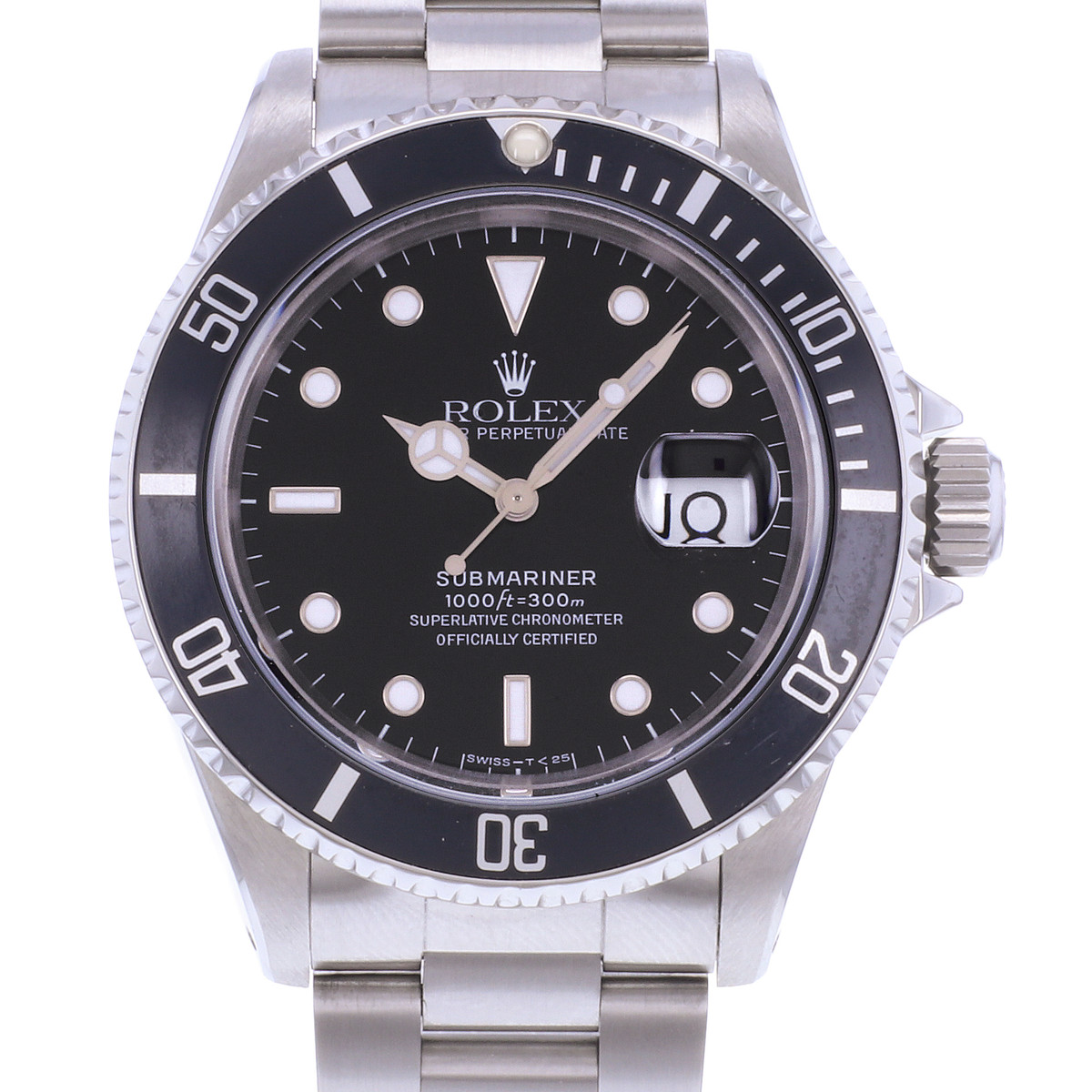 Montre d'occasion ROLEX Submariner Date homme mouvement automatique certifié (cosc) bracelet acier - vue D1
