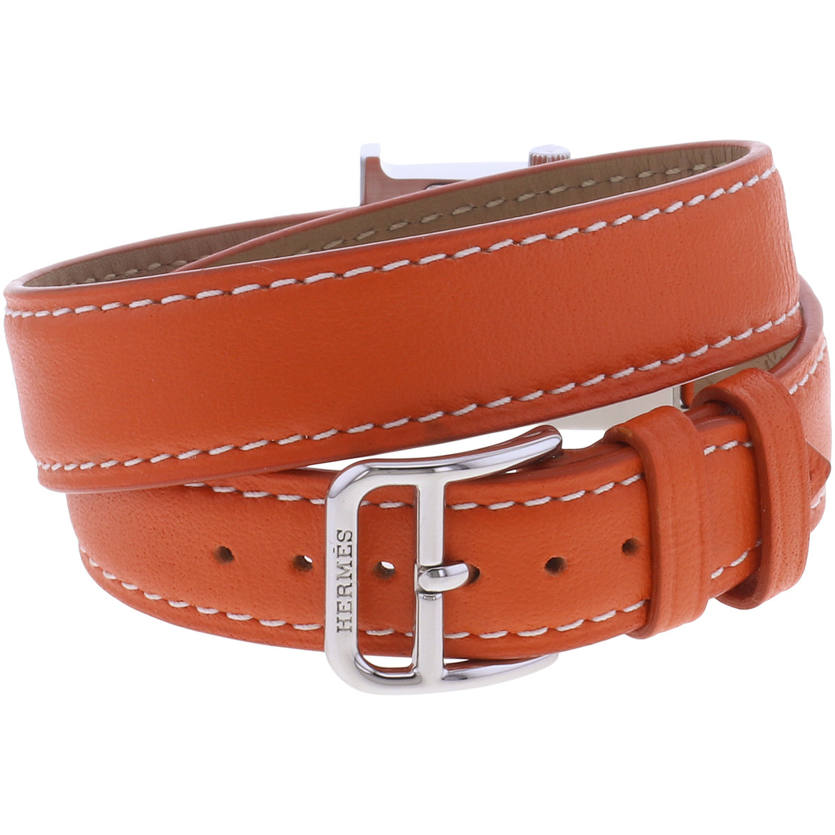 Montre d'occasion HERMES Heure H femme quartz bracelet cuir cresus - vue 3