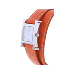 Montre d'occasion HERMES Heure H femme quartz bracelet cuir cresus - vue D2