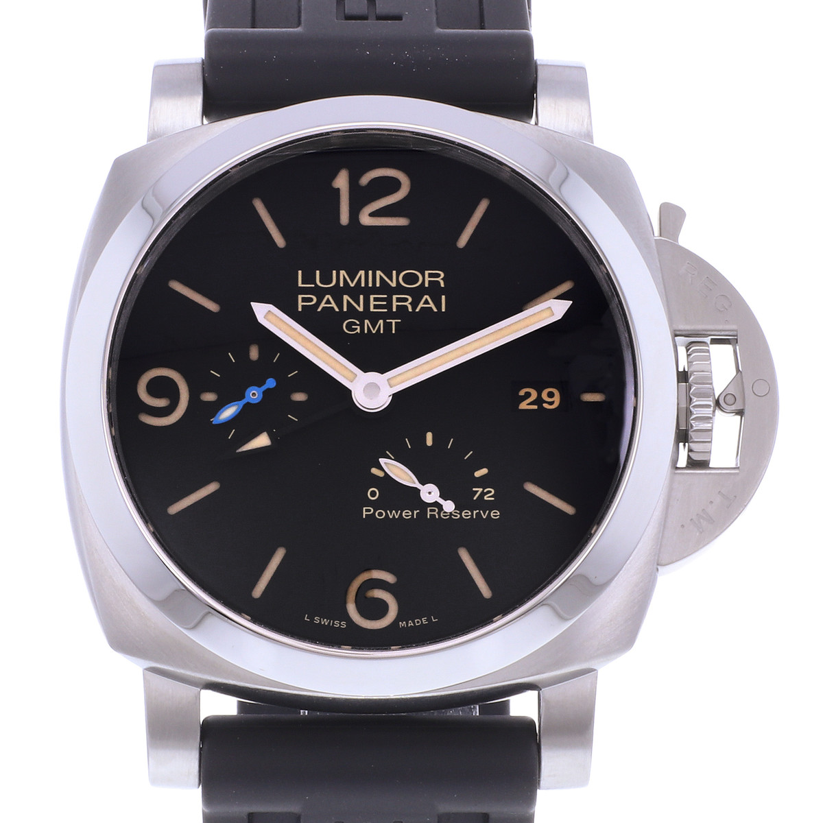Montre d'occasion PANERAI Luminor GMT Power Reserve homme automatique bracelet caoutchouc - vue D1
