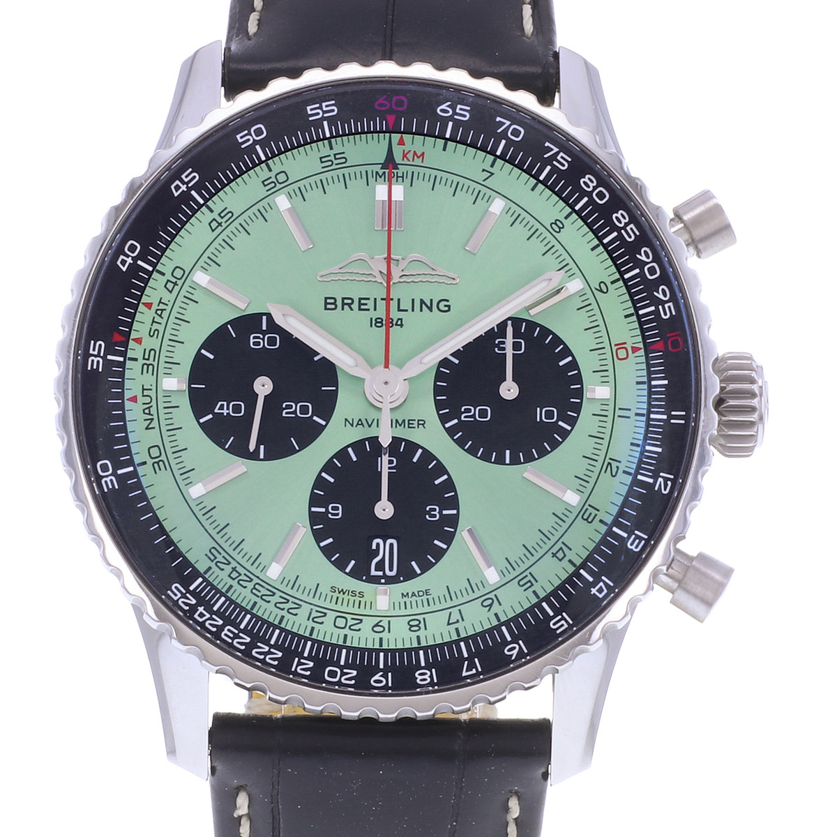 Montre d'occasion BREITLING Navitimer B01 Chronograph 43 homme automatique bracelet cuir d'origine - vue D1