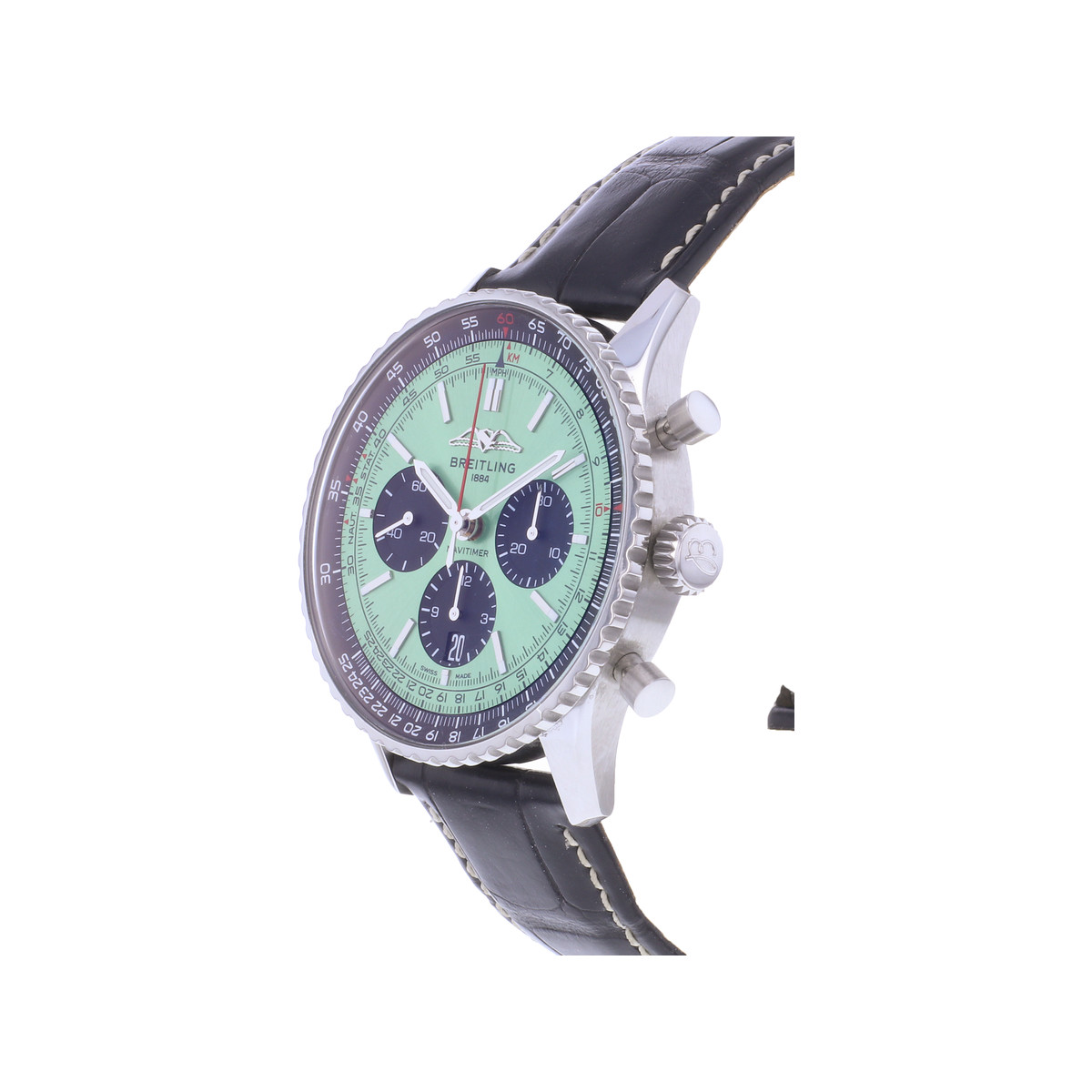 Montre d'occasion BREITLING Navitimer B01 Chronograph 43 homme automatique bracelet cuir d'origine - vue D2