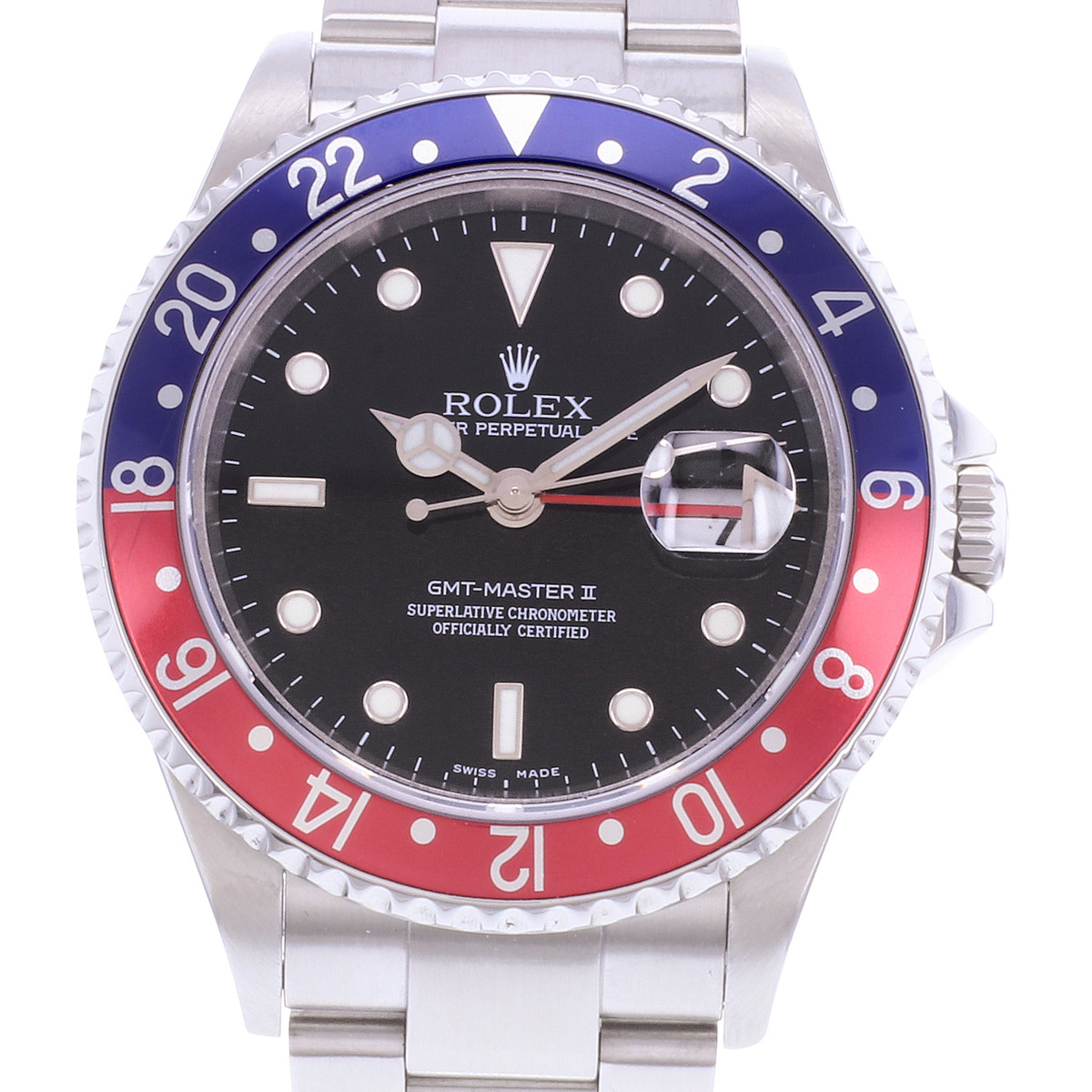 Montre d'occasion ROLEX GMT-Master II Pepsi homme mouvement automatique certifié (cosc) bracelet acier - vue D1