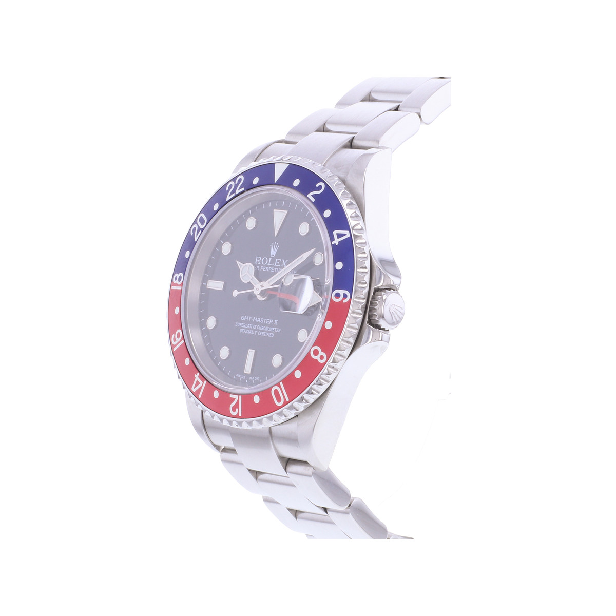Montre d'occasion ROLEX GMT-Master II Pepsi homme mouvement automatique certifié (cosc) bracelet acier - vue D2