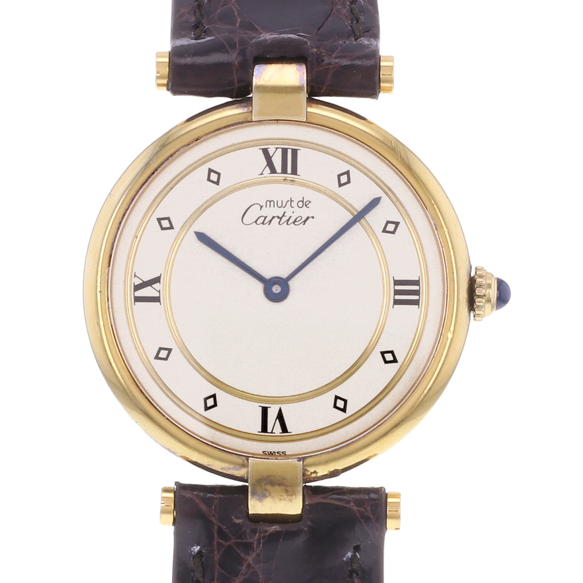 Montre d'occasion CARTIER Must Vendôme femme quartz bracelet cuir cresus - vue D1