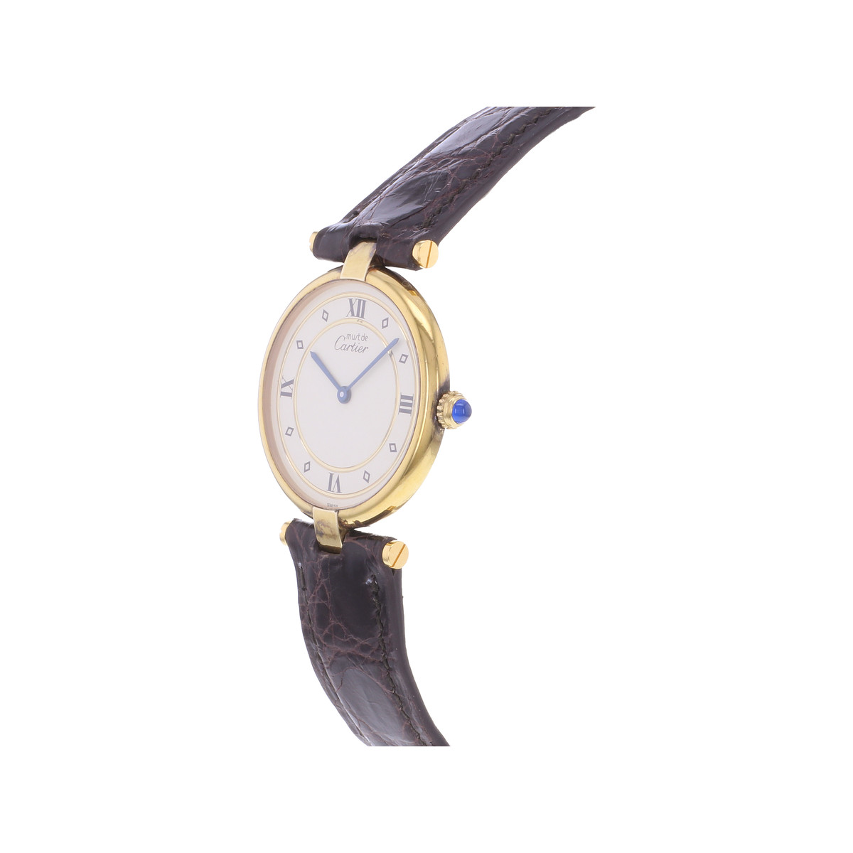 Montre d'occasion CARTIER Must Vendôme femme quartz bracelet cuir cresus - vue D2