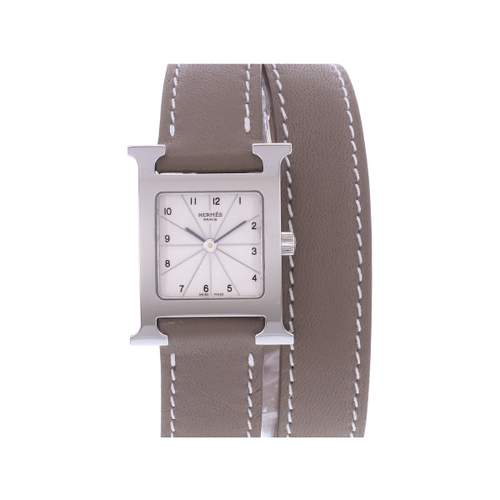 Montre d'occasion HERMES Heure H femme quartz bracelet cuir cresus