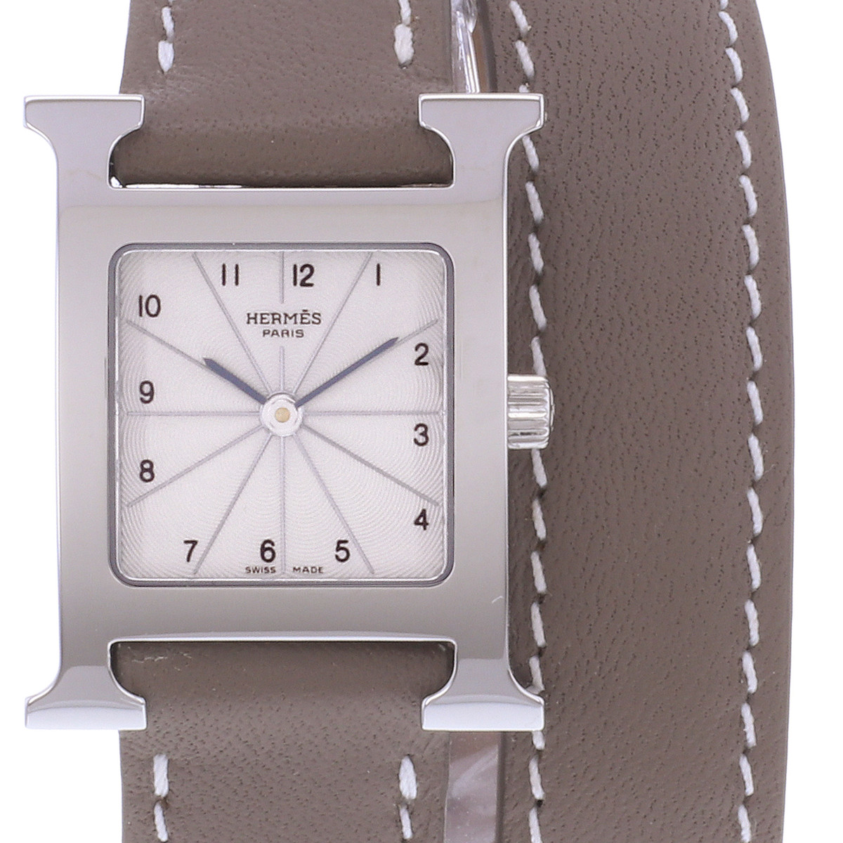 Montre d'occasion HERMES Heure H femme quartz bracelet cuir cresus - vue D1