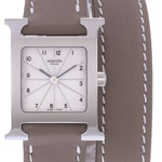 Montre d'occasion HERMES Heure H femme quartz bracelet cuir cresus - vue D1