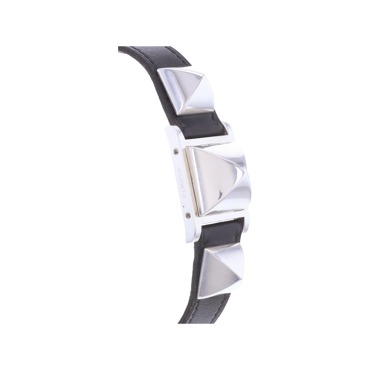 Montre d'occasion HERMES Medor Argent femme quartz bracelet cuir d'origine - vue 2