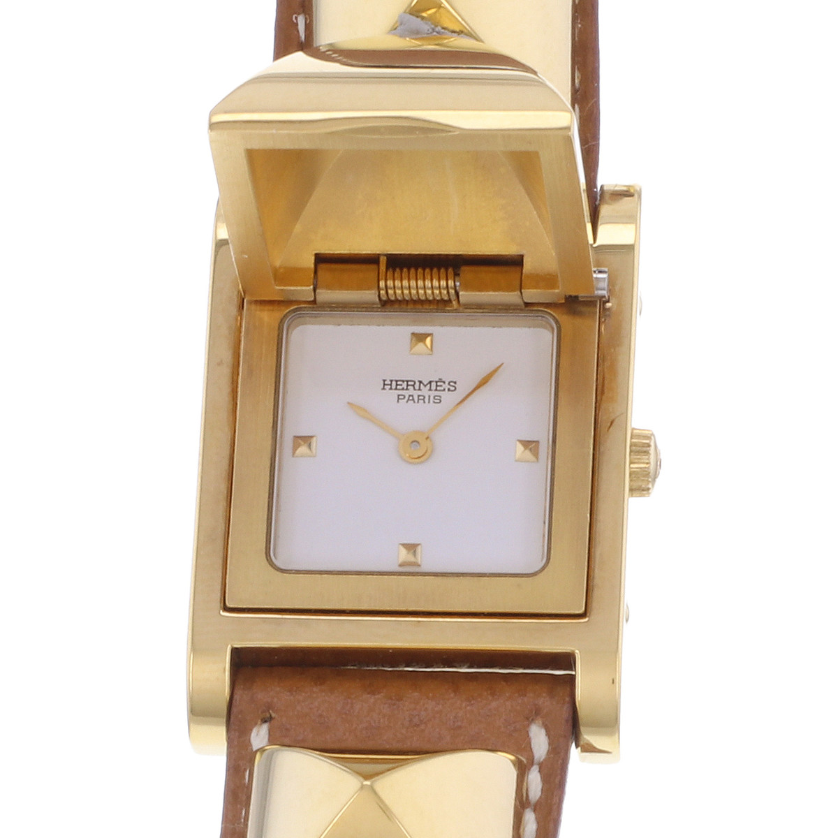 Montre d'occasion HERMES Medor femme quartz bracelet cuir d'origine - vue D1