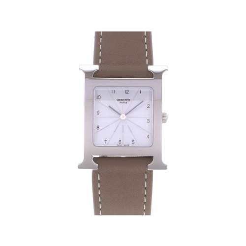 Montre d'occasion HERMES Heure H MM femme quartz bracelet cuir