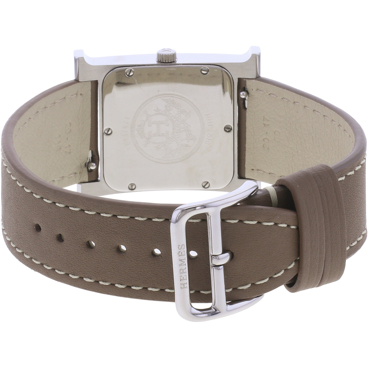Montre d'occasion HERMES Heure H MM femme quartz bracelet cuir - vue 3