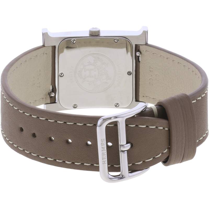 Montre d'occasion HERMES Heure H MM femme quartz bracelet cuir - vue 3