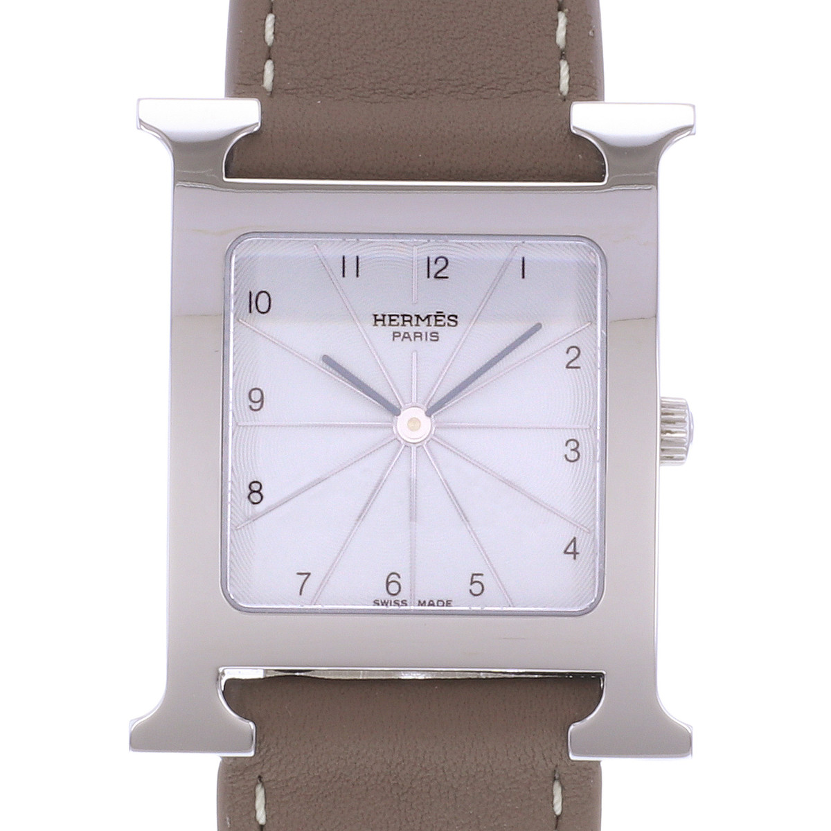 Montre d'occasion HERMES Heure H MM femme quartz bracelet cuir - vue D1