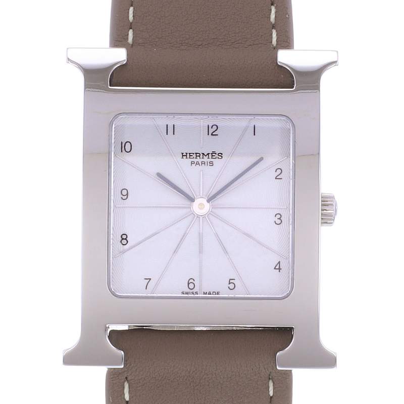 Montre d'occasion HERMES Heure H MM femme quartz bracelet cuir - vue D1