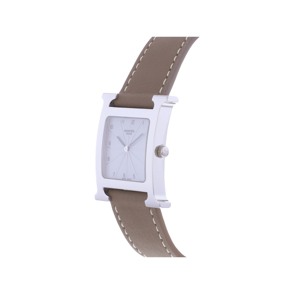 Montre d'occasion HERMES Heure H MM femme quartz bracelet cuir - vue D2