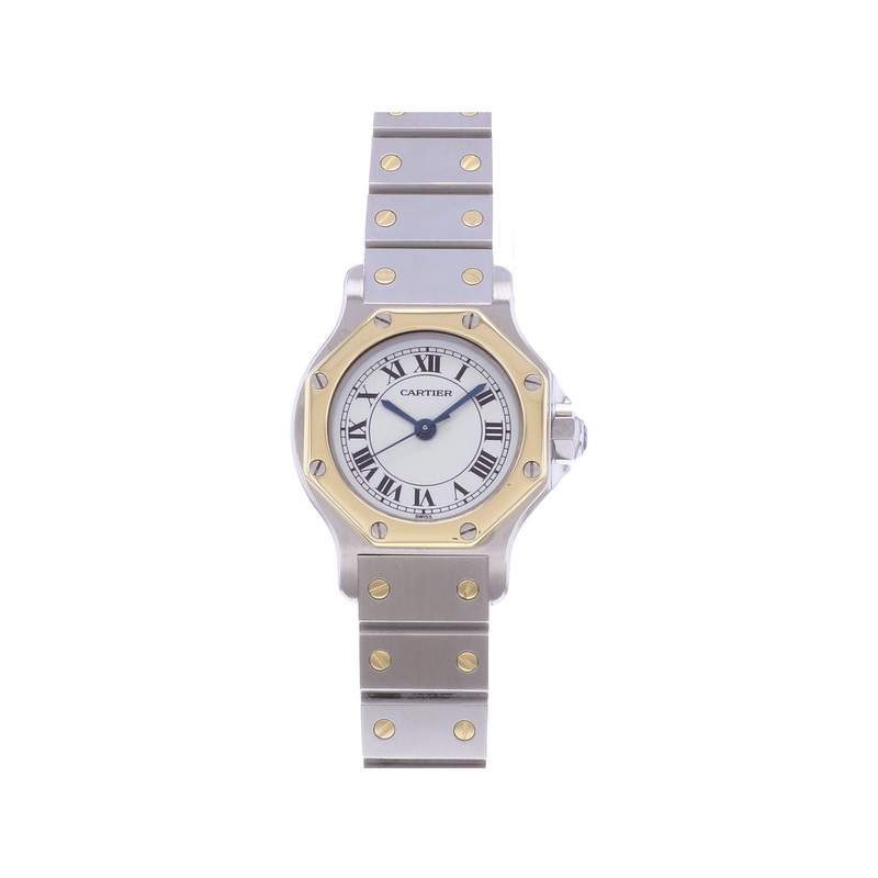 Montre d'occasion CARTIER Santos Octogonale femme automatique bracelet or jaune 750/000 et acier - vue 1