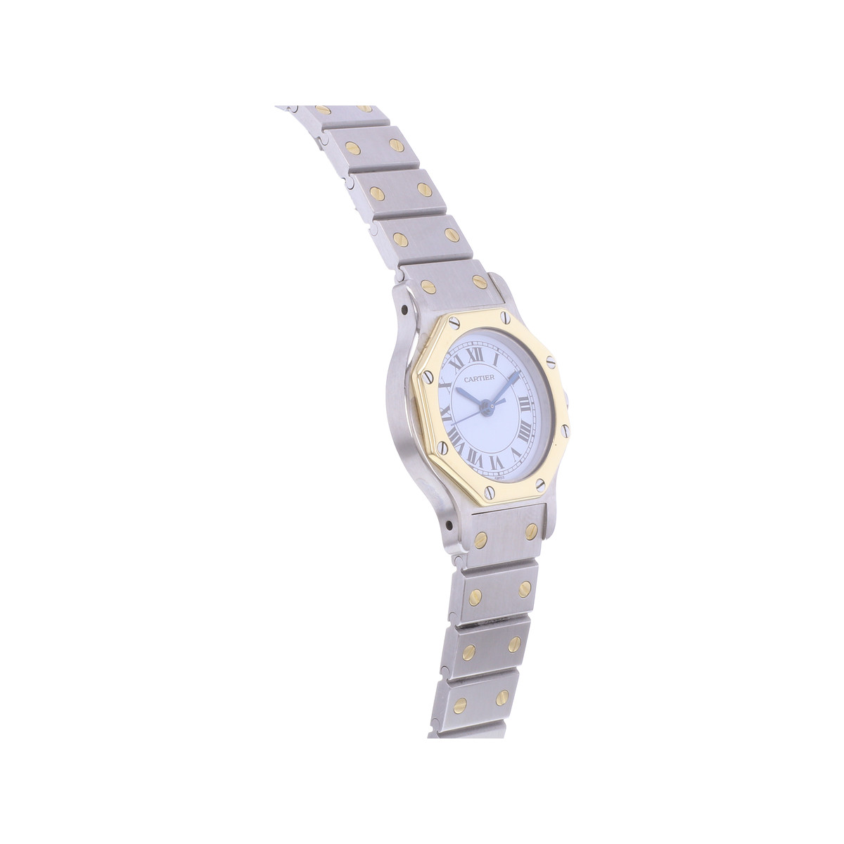 Montre d'occasion CARTIER Santos Octogonale femme automatique bracelet or jaune 750/000 et acier - vue 2